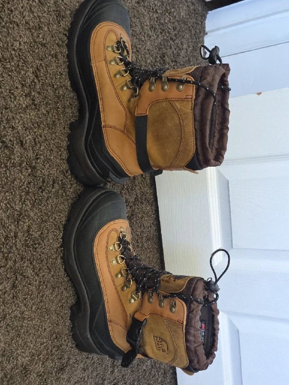 Sorel Tan and Black Insulated Lace-up Winter Boots